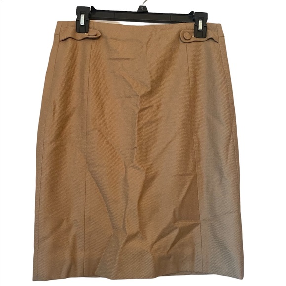 J Crew 100% Wool Camel Colored Pencil Skirt